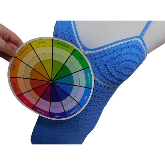 Willow & Wind Blue Crochet Mini Dress With Spaghetti Straps & Lining Size S - Picture 8 of 8